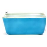 Vntg Pyrex #502 blue fridge dish w/ lid