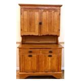 Vntg oak 2 pc kitchen cabinet see photos