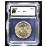 Graded MS63 1953D Franklin half dollar