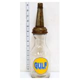 Glass Gulf oil bottle w/ lid