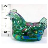 Fenton miniature green carnival sitting hen