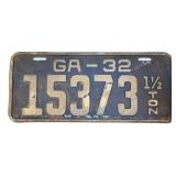 1932 Georgia license plate