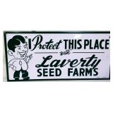 Vntg metal 19.5x9.25 Laverty Seed Farms sign