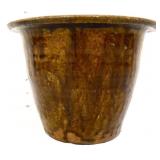 Vntg 6in brown stoneware milk crock jar see pics
