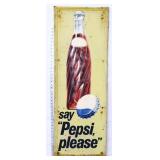 Vtg metal 16.5x46.5 Pepsi Please vertical sign