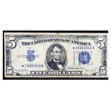1934 blue seal star note $5 silver certificate