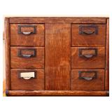 Vntg oak Globe table top card catalog