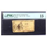 Graded 15 NJ 1760 6 pounds colonial note