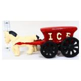 Cast iron miniature ice wagon with horse
