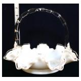 Fenton small silvercrest basket with clear handle