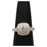 Sterling white sapphire round ring, lab created
