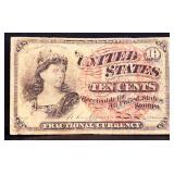 1863 10 cent fractional currency note