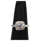 Sterling white sapphire round cut ring, lab made