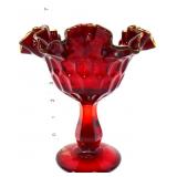 Fenton amberina thumbprint open compote