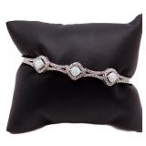 FIRE OPAL BANGLE BRACELET, LAB CREATED