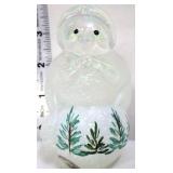 Fenton iridescent snowman with Christmas trees
