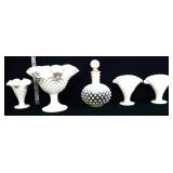 Lot of white hobnail glassware