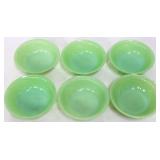 6 vntg jadeite Jane Ray 5in bowls