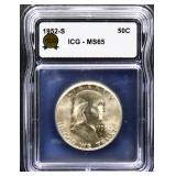 Graded MS65 1952S Franklin half dollar