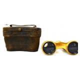 Pair vintage opera glasses with case