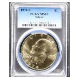 Graded MS67 1974S Eisenhower silver dollar