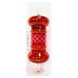 Cranberry/clear etched apothecary jar