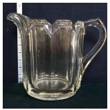 Vintage clear panel glass 9in water pitcher