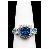 Sterling blue topaz ring, lab created