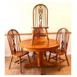 5 piece round oak dining set