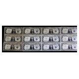Lot of 12 blue seal $1 silver certificates