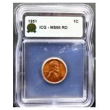 Graded MS66 1951 Lincoln wheat penny