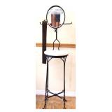 Vntg ice cream style shaving mirror w/ razor strap
