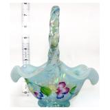 Fenton aqua opalescent floral basket