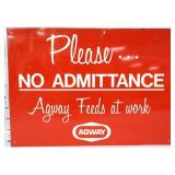 Vntg metal 14x10 No Admittance Agway Feeds sign