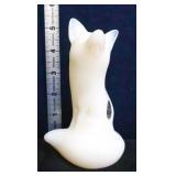 Fenton white opalescent 4.5in sitting fox figure