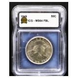 Graded MS64 1949 Franklin half dollar