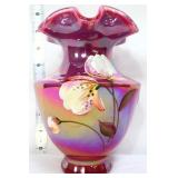 Fenton plum raspberry 6 crimp vase