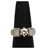 Sterling white sapphire round cut ring, lab grown