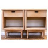 Pair MCM blonde 1 drawer nightstands