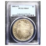 Graded MS63 1883 Carson City Morgan silver dollar