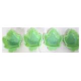 Lot of 4 vntg jadeite maple leaf dishes, 1 chipped