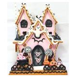 Candy Corn Lane pink Halloween gingerbread house