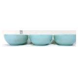 3 vntg blue Fire King chili bowls