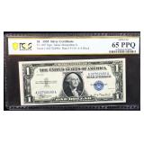 Graded 65PPQ 1935 double AA $1 silver certificate