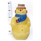 Fenton nutmeg satin 4in snowman w/ blue scarf