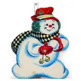 Vntg cardstock die cut 9x11 snowman in hat