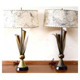 Pair MCM lamps w/ black & white shades