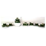 Vintage green/white coffee set, spout chipped