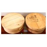 Lot of 2 round wood cheese boxes