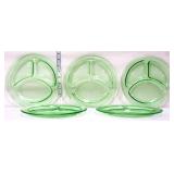 5 green depression 9in grill plates (1 chipped)